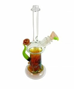 Local Art Hippo Glass 10.5" Tall Fumey Slime Horn Bubbler