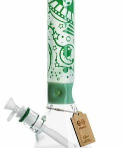 Cheech Glass 14" Tall Space Ship Sandblasted Beaker Bong New Arrivals