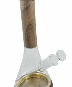 Mary Jane's Headquarters Marley Water 12" Tall Glass And Wood Beaker Bong