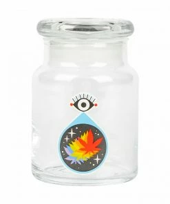 West Coast Gifts 420 Science Clear Glass Pop-Top Jar - ALL SEEING LEAF