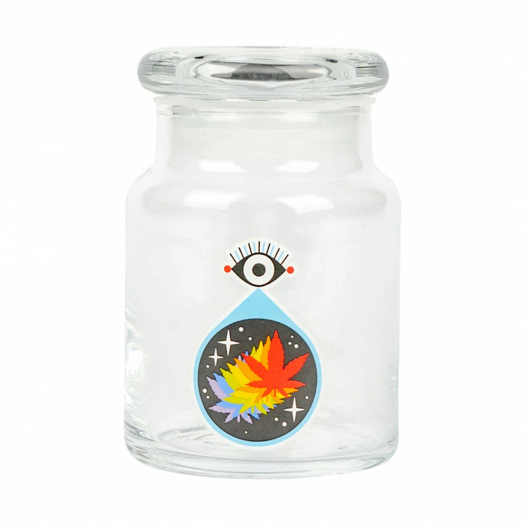 West Coast Gifts 420 Science Clear Glass Pop-Top Jar - ALL SEEING LEAF 2 West Coast Gifts 420 Science Clear Glass Pop-Top Jar - ALL SEEING LEAF