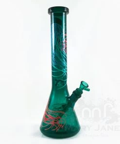 West Coast Gifts Red Eye 15" Tall Jellyfish Beaker Bong Red Eye Glass