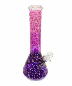 Moe Gifts Dope Glass 14" Tall "Gold Ring" Beaker Bongs