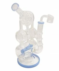 Moe Gifts New Arrivals 10.5" Jade Blue Recycler Dab Rig W/ Inline Perc