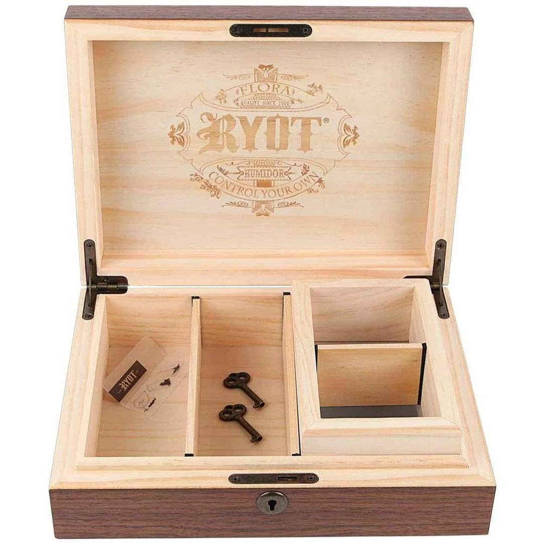 BOB Headquarters Storage RYOT Humidor Combo Box 8" X 11" Walnut Finish 1 BOB Headquarters Storage RYOT Humidor Combo Box 8" X 11" Walnut Finish