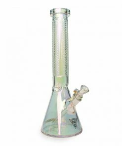 West Coast Gifts 15" 7mm Thick Metallic Terminator Finish Traditions Series Beaker Tube Bong W/Facetted Quarter Pattern Details