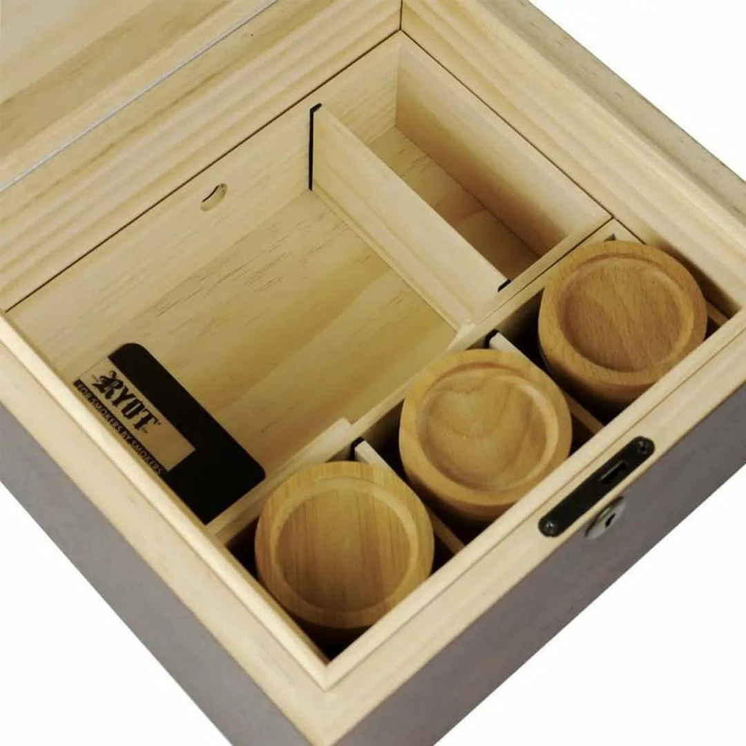 BOB Headquarters RYOT Lock R' Box W/ Rolling Tray & 3 Jars - Walnut 2 BOB Headquarters RYOT Lock R' Box W/ Rolling Tray & 3 Jars - Walnut