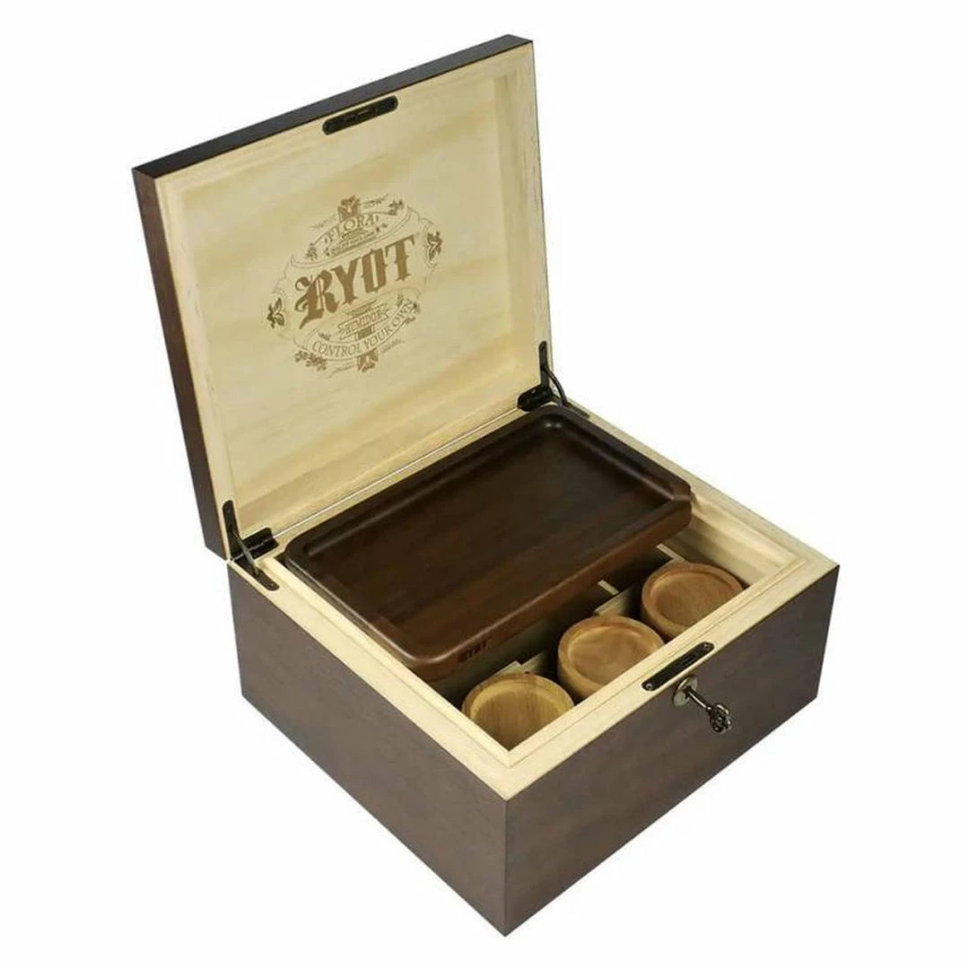 BOB Headquarters RYOT Lock R' Box W/ Rolling Tray & 3 Jars - Walnut 1 BOB Headquarters RYOT Lock R' Box W/ Rolling Tray & 3 Jars - Walnut