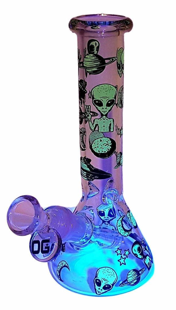 ACM Glass New Arrivals OG Glass 8" Tall Glow In The Dark Beaker Bongs 3 ACM Glass New Arrivals OG Glass 8" Tall Glow In The Dark Beaker Bongs