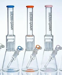 Hoss Glass Hoss 16" Tall Beaker W/ 12 Arm Tree Percs W/ Accents