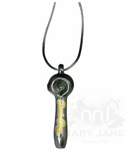 West Coast Gifts Cheech & Chong Glass Cheech & Chong Pendant Hand Pipe W/ Gold Accent Logo & Necklace