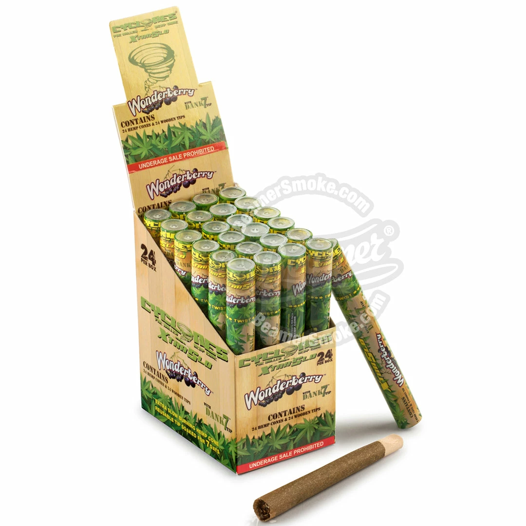 HBI Cyclones Xtra Slow Pre Rolled Hemp Cone W/ Wooden Tip Filter Tips 1 HBI Cyclones Xtra Slow Pre Rolled Hemp Cone W/ Wooden Tip Filter Tips