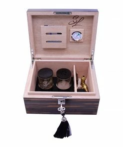 BOB Headquarters Erbanna - Humidor Box W/ 2 Jars - Walnut Storage
