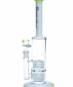 Hoss Glass HOSS 14" Tall Double Grid Straight W/ White Top Logo And Base And Accents (limited Quantity)