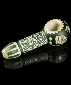 Milkyway Glass 4.5" Long Colored Mayan Face Handpipe