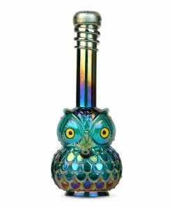 West Coast Gifts Bongs 12" Tall Retro Glass Platinum Metallic Glow-In-The-Dark Wrap Owl Bong
