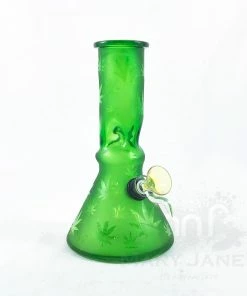 West Coast Gifts Bongs Retro Glass Etched Leaf Beaker Bong W/ Ice Pinch