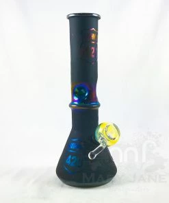 West Coast Gifts Retro Glass Metallic Hwy 420 Beaker Base Tube With Ice Pinch Bongs