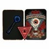West Coast Gifts Red Eye Glass 4.5" Hand Pipe With Built-In Screen & Ash Catcher Mouthpiece In A Collector Tin
