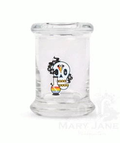 West Coast Gifts 420 Science Clear Glass Pop-Top Cosmic Skull Jar Storage