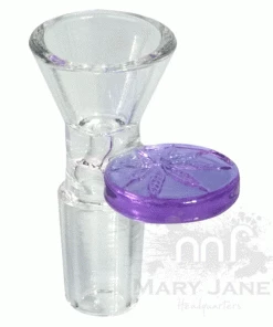 West Coast Gifts Red Eye Glass 14mm Cone Pull-Out Bowl W/ Leaf Stamped Handle