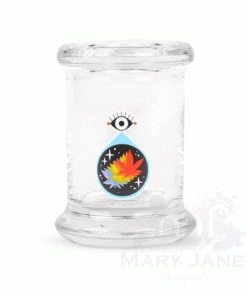 West Coast Gifts 420 Science Clear Glass Pop-Top Jar - ALL SEEING LEAF