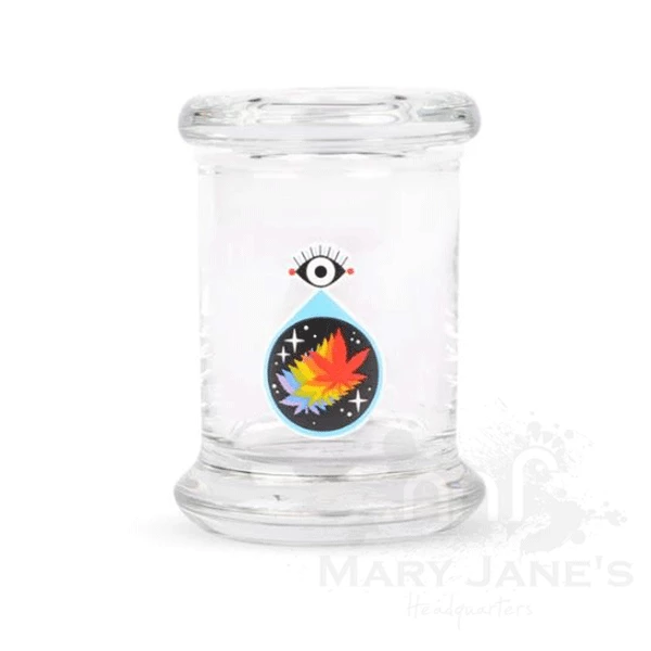 West Coast Gifts 420 Science Clear Glass Pop-Top Jar - ALL SEEING LEAF 1 West Coast Gifts 420 Science Clear Glass Pop-Top Jar - ALL SEEING LEAF