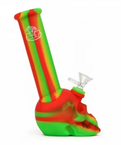 West Coast Gifts LIT Silicone 8.75" Tall Skull Base Bong W/ Glass Pull Out