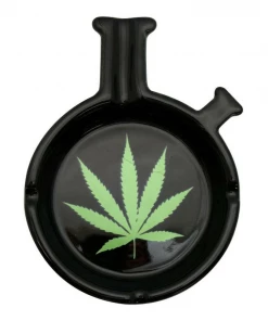 BOB Headquarters Classic Waterpipe Shaped Ashtray W/ Green Leaf Ashtrays