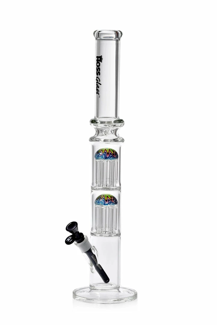 Hoss Glass 22" Straight Tube Bong With Double 8 Arm Reversal Percolator 4 Hoss Glass 22" Straight Tube Bong With Double 8 Arm Reversal Percolator