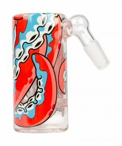 West Coast Gifts Red Eye Glass 14mm Ash Catcher With Tentacle Decal