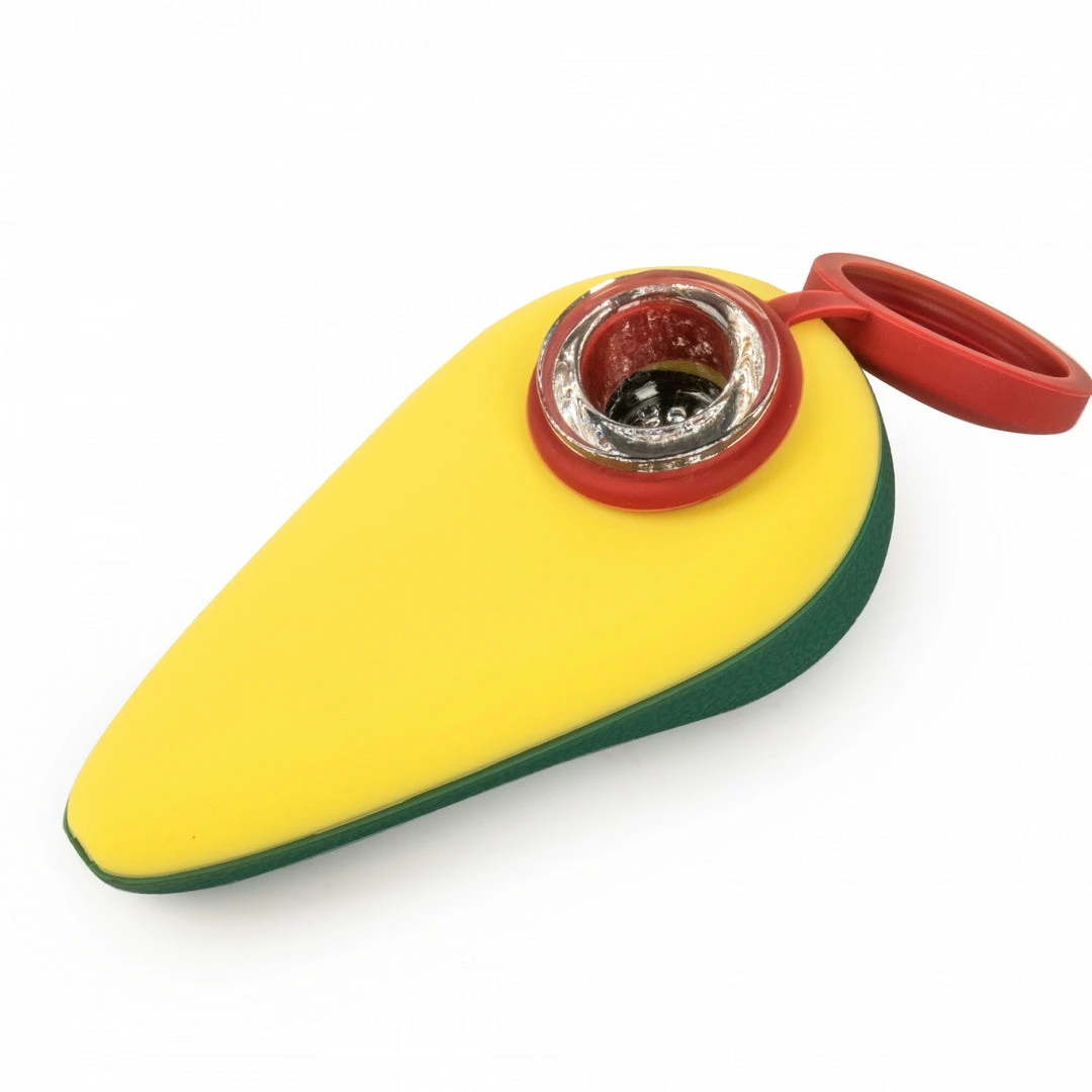 West Coast Gifts LIT 4" Long Silicone Avocado Hand Pipe With Glass Bowl 1 West Coast Gifts LIT 4" Long Silicone Avocado Hand Pipe With Glass Bowl