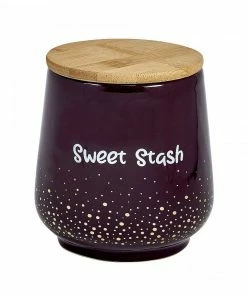West Coast Gifts Sweet Stash Purple W/ Gold Ceramic Canister