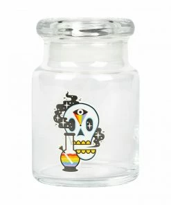 West Coast Gifts 420 Science Clear Glass Pop-Top Cosmic Skull Jar Storage
