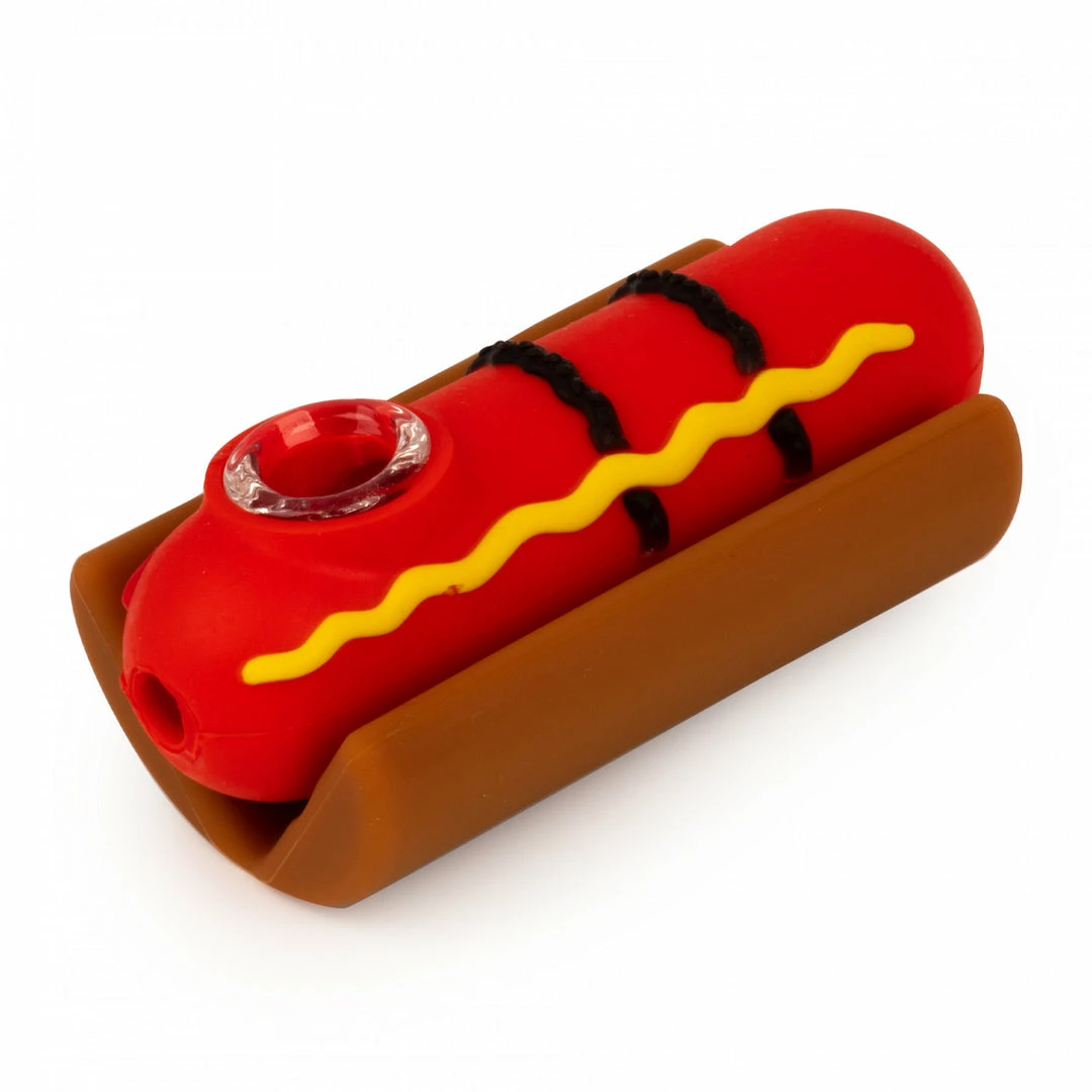 West Coast Gifts Lit Silicone 4" Hot Dog Hand Pipe W/ Glass Bowl 2 West Coast Gifts Lit Silicone 4" Hot Dog Hand Pipe W/ Glass Bowl