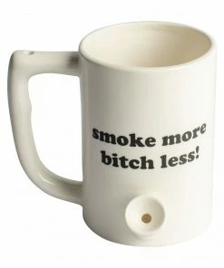 West Coast Gifts Ceramic Coffee Mug Pipe "Smoke More Bitch Less" Pipes
