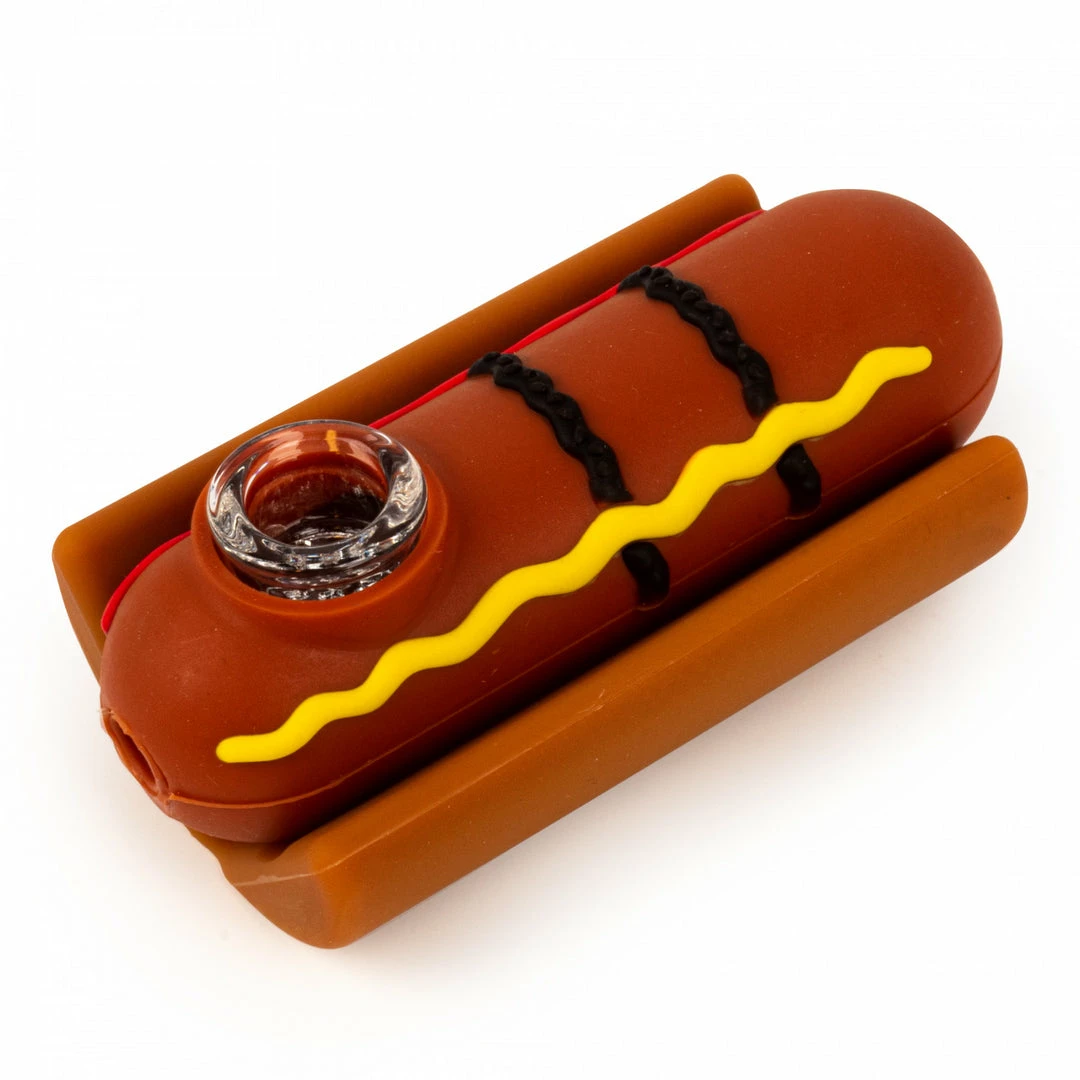 West Coast Gifts Lit Silicone 4" Hot Dog Hand Pipe W/ Glass Bowl 1 West Coast Gifts Lit Silicone 4" Hot Dog Hand Pipe W/ Glass Bowl
