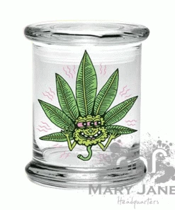 West Coast Gifts Storage 420 Science Clear Glass Pop-Top Jar - Happy Leaf