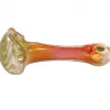 Puff Eckardt Glass Silver & Gold Fumed Twisted Spoon Pipe W/ Dots Glass Pipes