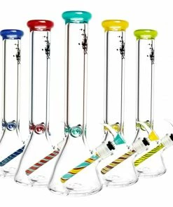 BOB Headquarters Pulsar 16" Beaker Bong W/ Ice Pinch, Worked Downstem & Color Accents